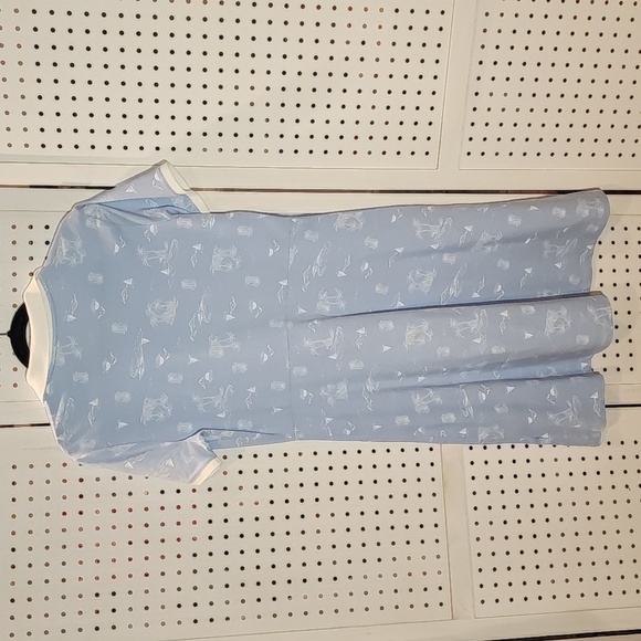 Land's End Size Medium Light Blue Short sleeve Polo Dress Nautical Print - Picture 6 of 8